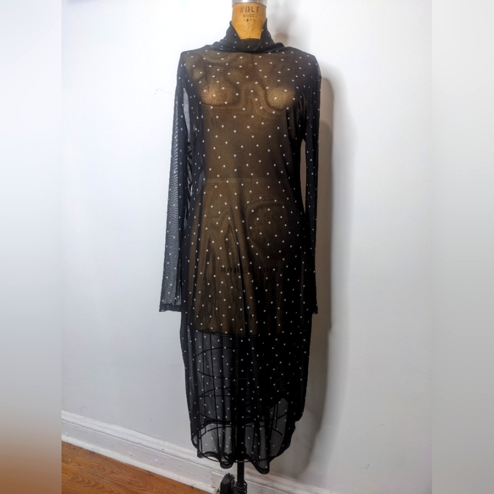 Sheer Star Print Dress Sz XXL